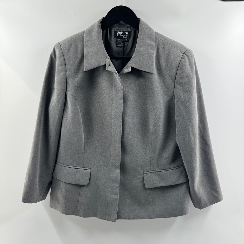Style & Co Petite 14P Medium Grey Structured Jacket